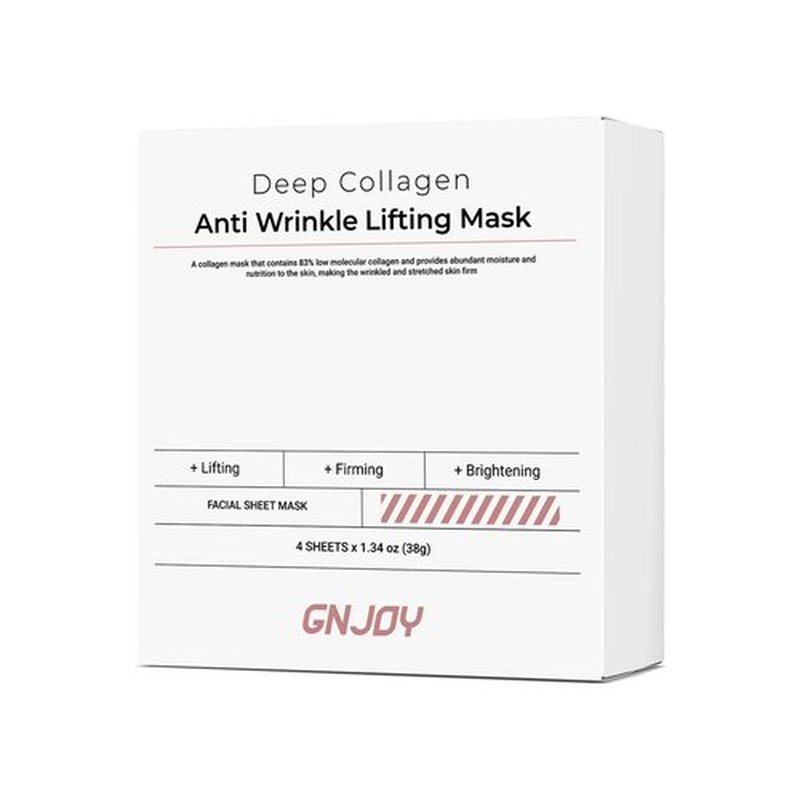 GNJOY Collagen Face Mask Deep Anti Wrinkle Lifting Hydrating Overnight Masks 38g x 4ea, Tightening, Moisturizing, Pore Minimizing, Skin Care Mask