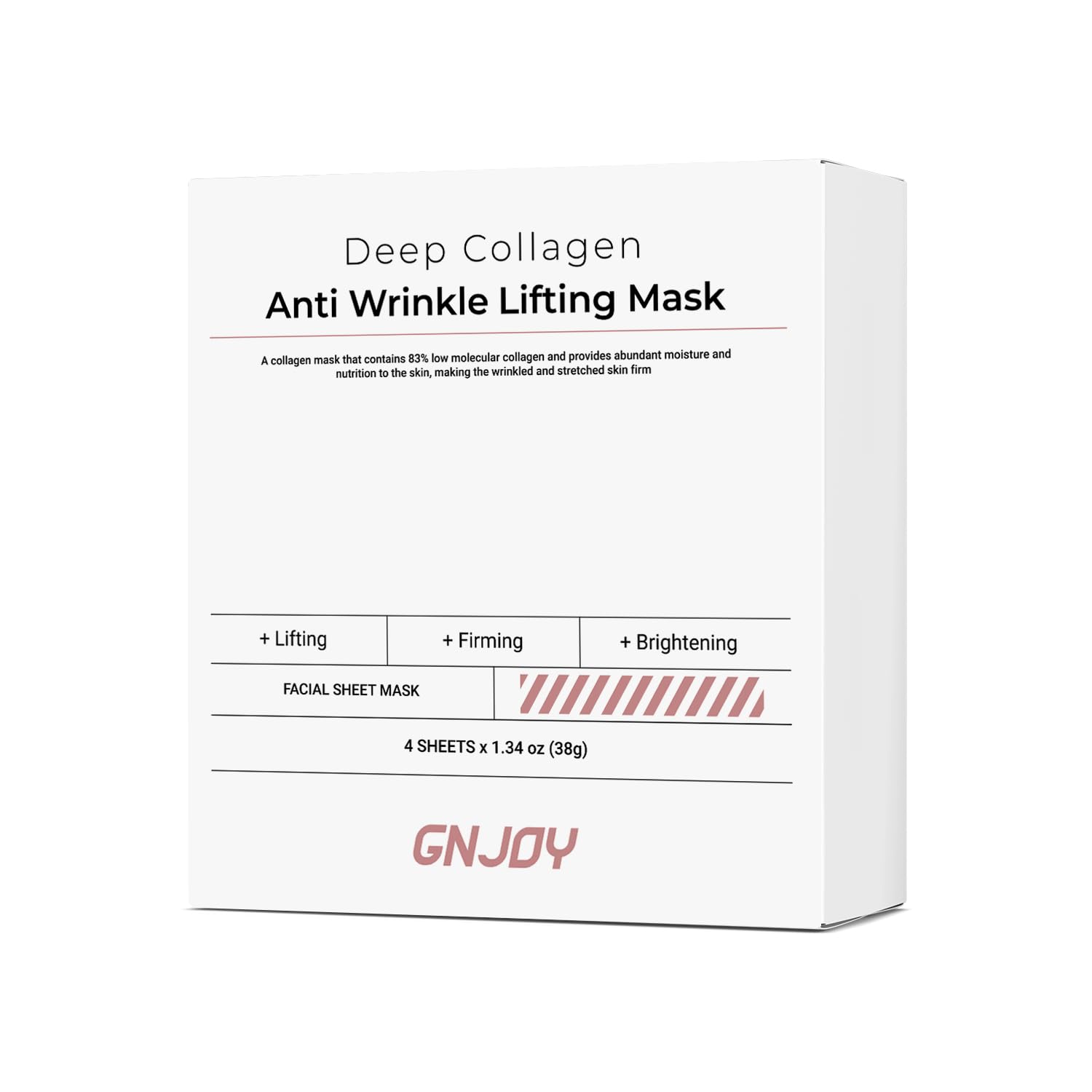 GNJOY Collagen Face Mask Deep Anti Wrinkle Lifting Hydrating Overnight Masks 38g x 4ea, Tightening, Moisturizing, Pore Minimizing, Skin Care Mask