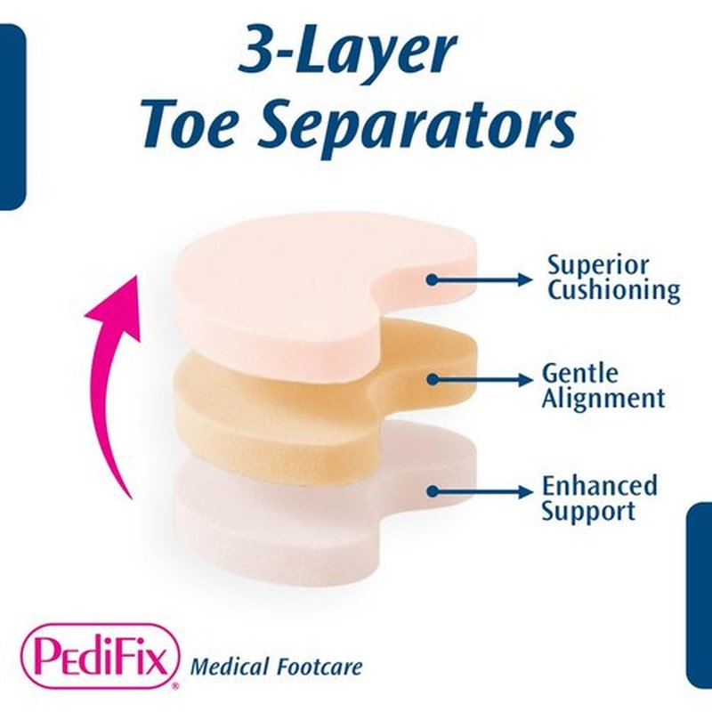 Pedifix 3-layer Toe Separators, 6 Count, Small