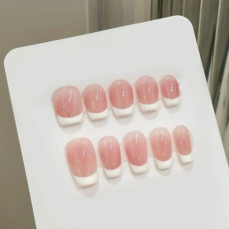 Short Square Press on Nails - Handmade Manicure Art Reusable False Nails 10pcs with Solid Nail Glue, Nail Adhesive Tabs, Strong Nail Glue (303-Large)