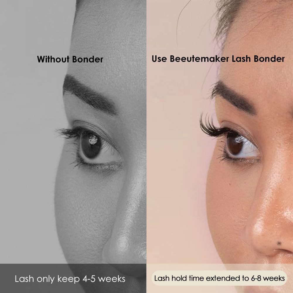 Beeutemaker Super Lash Bonder for Eyelash Extensions, Beige Waterproof Lash Sealant, Speed Up Glue Drying Time, Reduces Fumes, Longer Retention - 15ml