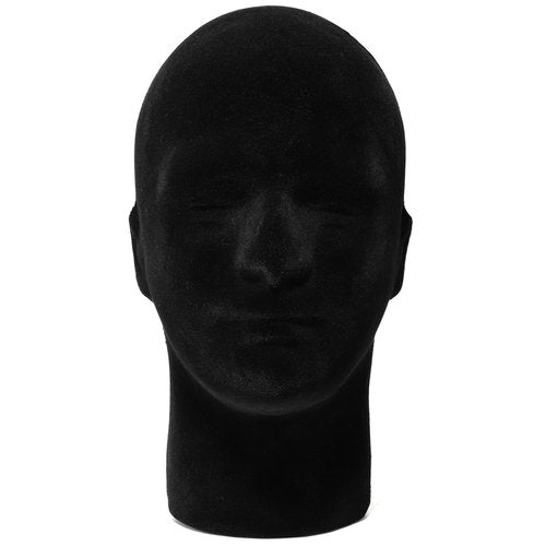 Foraineam 2 Pack Male Foam Mannequin Head Wig Display Holder, 11 Inch Man Manikin Stand Model, Black Foam Heads for Wig Hats Glasses Masks