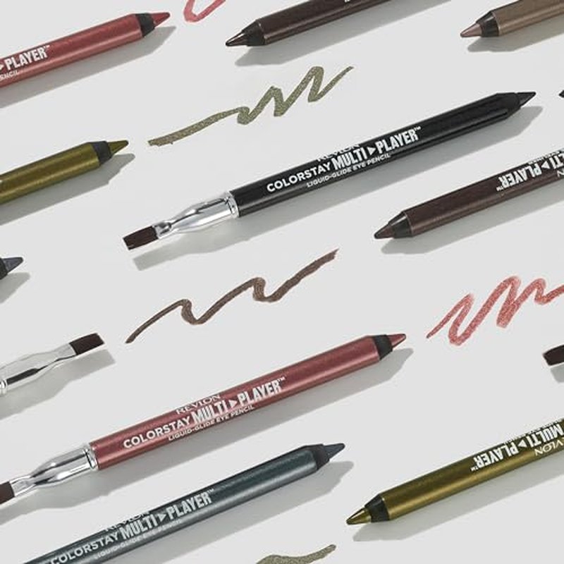 REVLON ColorStay Multiplayer Liquid-Glide Eye Pencil, Multi-Use Makeup With Blending Brush, Blends Then Sets, Creamy Texture, Waterproof, Smudge-proof, Longwearing, 402 High Stakes, 0.03 Oz