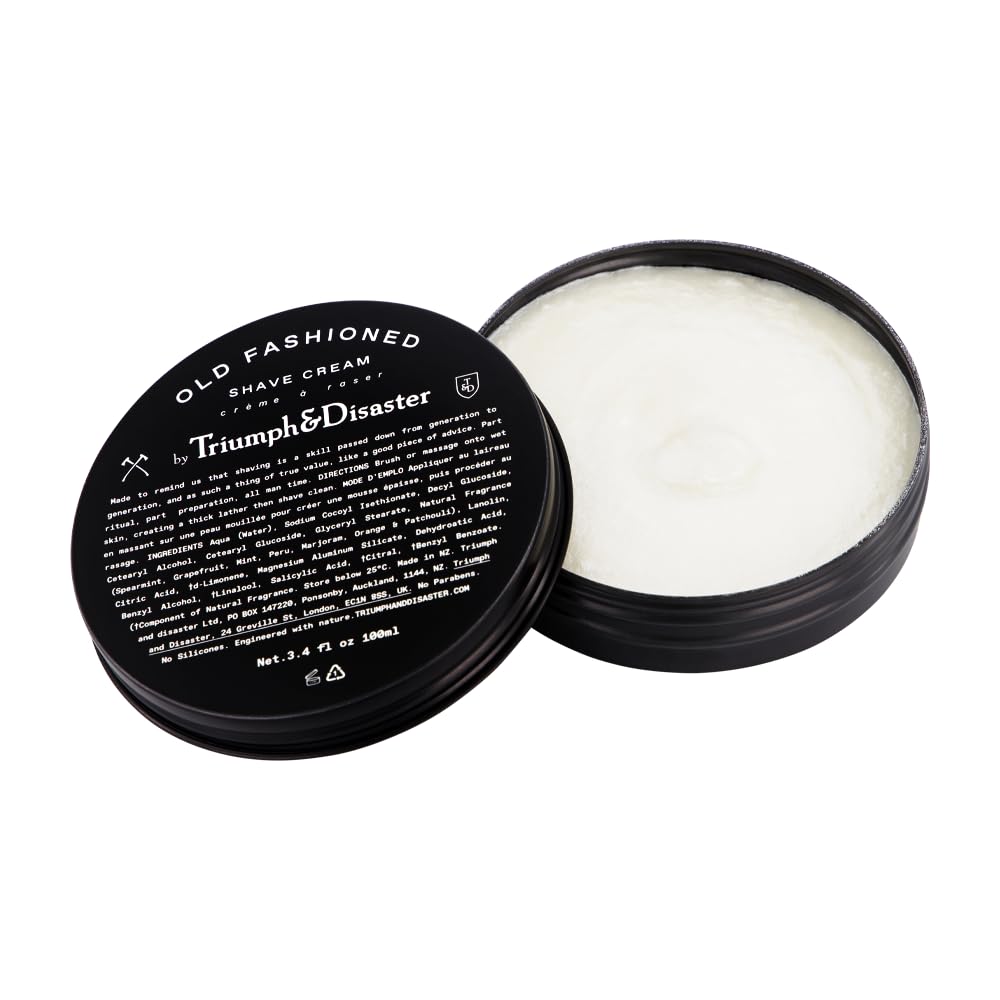 TRIUMPH & DISASTER | Old Fashioned Shave Cream Jar | Shaving Lotion for Sensitive Skin - Alcohol Free, 3.4 oz (100+ shaves)