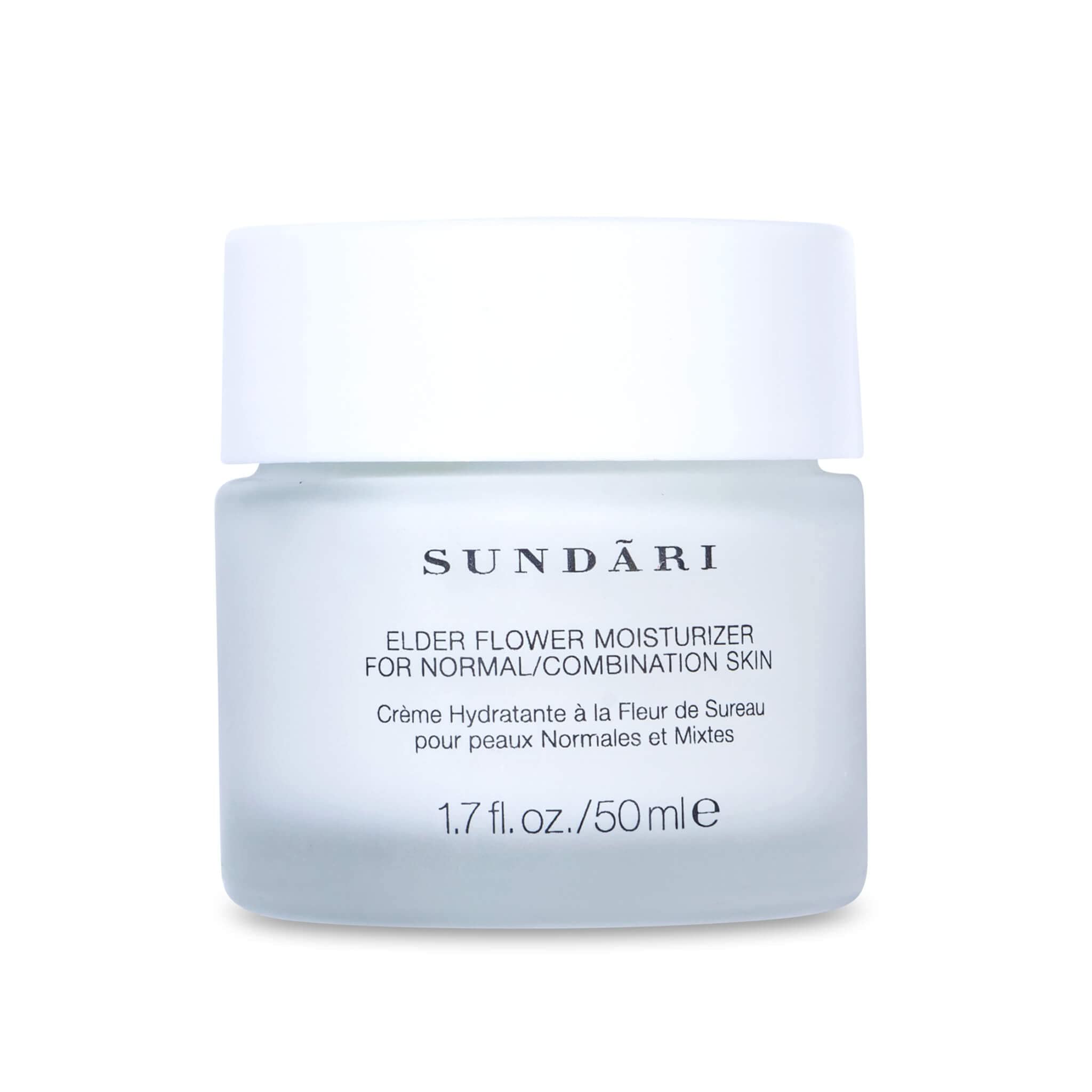 SUNDARI Elder Flower Moisturizer - 1.7 Fl Oz, Lightweight Hydrating Face Cream, Anti-Aging, Soothing, Refreshes and Nourishes, All Natural Ingredients
