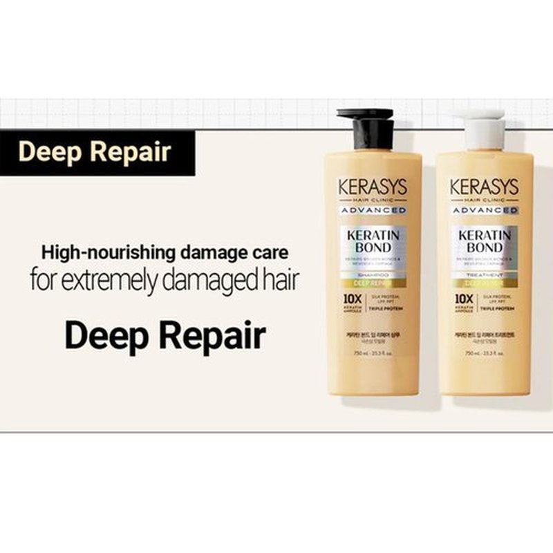 Kerasys Advanced Keratin Bond Shampoo and Treatment Set 20.2 fl oz / 600 ml (Deep Repair)