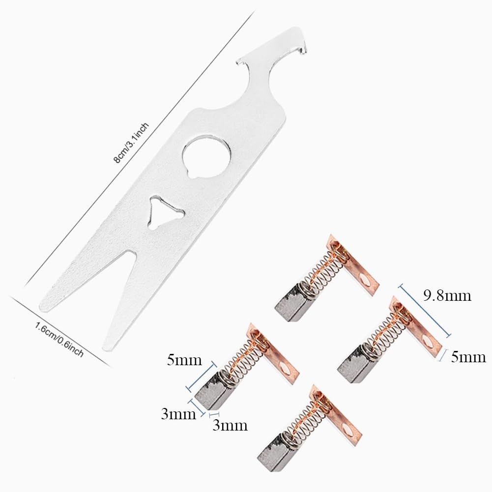 2 Pairs Nail Drill Carbon Brush, Nail Drill Machine Wrench, Alloy Nail Drill Handpiece Accessory, Manicure Polishing Machine Replacement Part