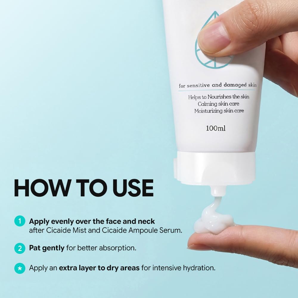 The harnay Cicaide Cream 3.53 oz | Korean Cica & Ceramide Daily Face Moisturizer for Sensitive Skin | Long Lasting Hydration & Soothing Barrier Care | K-Beauty, Crema Hidratante para la Cara Coreana