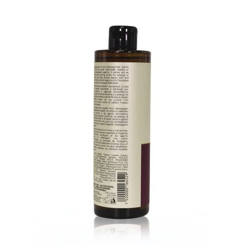 LINANGE Emergency Reconstruction Shampoo for Very Damaged Hair with Collagen, Keratin, and Shea Butter - Nourishing and Restructuring Shampoo, 500ml / 16.9 oz.