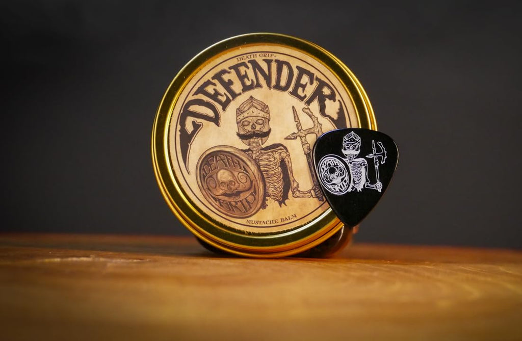 Defender Mustache Balm 2oz and Platinum Comb Set | Mens Grooming Set for Mustaches