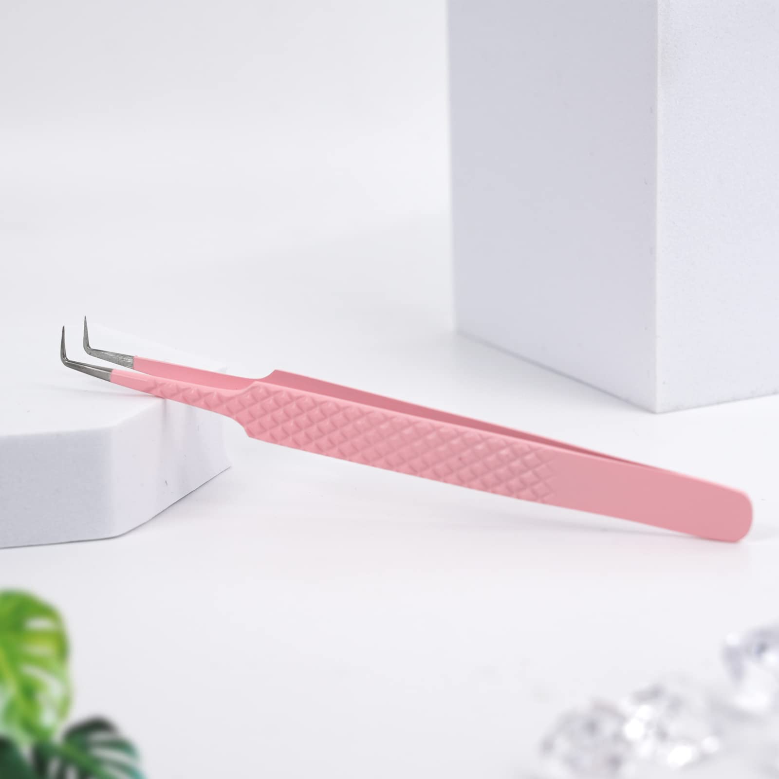 GEMERRY Eyelash Extension Tweezers 4pcs Rainbow Tweezers Set Stainless Steel Precision Tweezers for Eyelash Extension Straight and Curved Tip Tweezers Set Professional Makeup Tool (4pcs, Rainbow)
