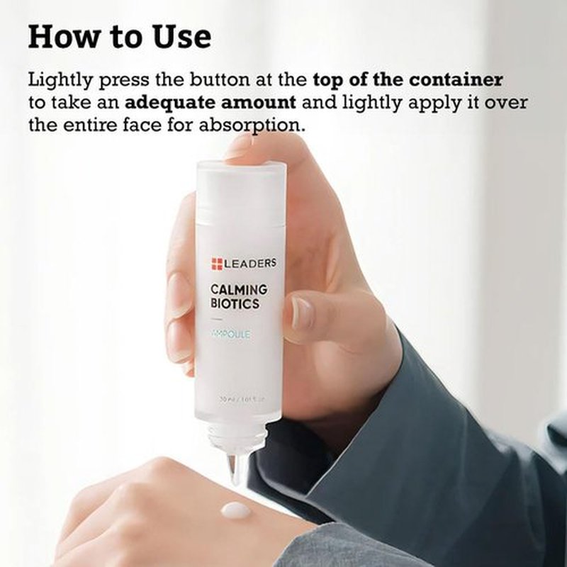 LEADERS Cosmetics Calming Biotics Ampoule - 30ml/1.01 Fl Oz Soothing and Deep Hydrating for Sensitive Skin Reinforces Skin Barrier
