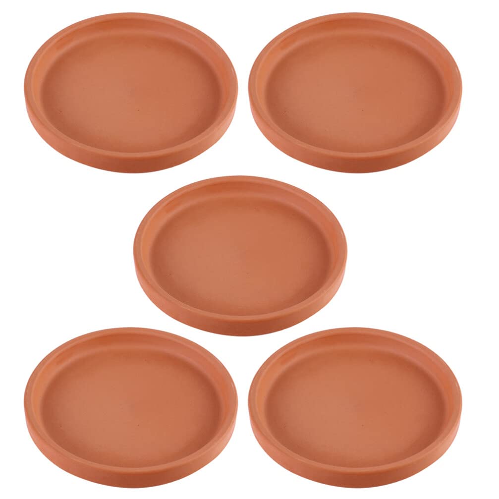 5 Pack Terracotta Plant Saucer 3 Inch, Small Clay Pot Saucers for Indoor Ourdoor Flower Pots, Round Ceramic Planter Trays for Succulents, Unglazed Drainage Drip Base for Potted Plants