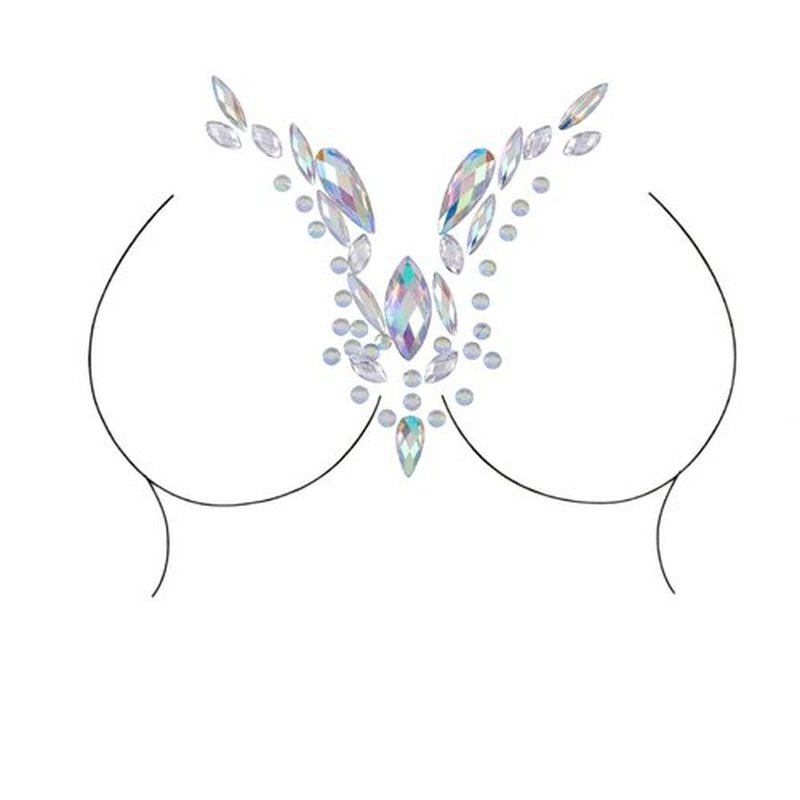 Blindery Rhinestone Face Jewels Rave Festival Gem Mermaid Chest Gem Crystal Eyes Stickers for Women and Girls 2PCS