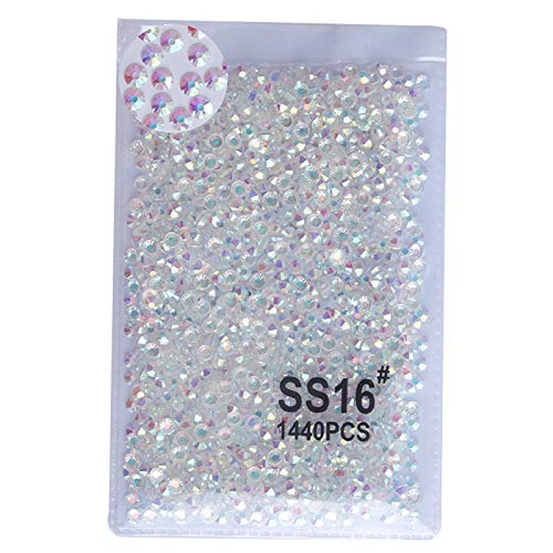 PrettyG 2880pcs SS16 Nail Crystals Bare AB Nail Art Sparkly Round Flatback Rhinestones, Non-Self-Adhesive Bab-S16