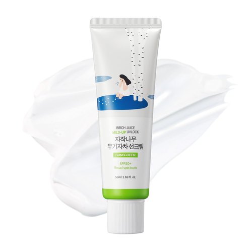 ROUND LAB Birch Juice Mild-Up Sunscreen - SPF 50+ Broad Spectrum, Mineral Zinc Oxide, 1.69 Fl Oz | Ideal for Sensitive Skin