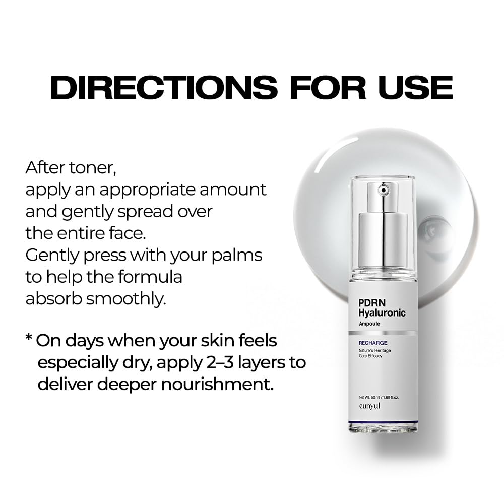 EUNYUL Facial Ampoule Serum (1.69 fl oz / 50ml) – Korean Skincare for Hydration, Firming & Brightening, Lightweight Daily Face Serum