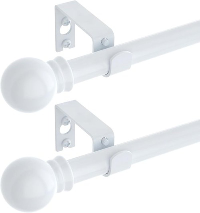 GXOACKJ Heavy Duty White Curtain Rods - 2 Pack, 32 to 62 Inch Adjustable with Brackets