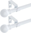 GXOACKJ Heavy Duty White Curtain Rods - 2 Pack, 32 to 62 Inch Adjustable with Brackets