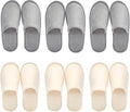 6 Pairs Premium Spa Slippers - Super Soft Non-Slip Guest Slippers, Washable Reusable Indoor House Slippers for Women Men, Hotel, Bridal (3gray and 3beige)