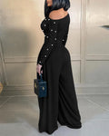 Ninimour Jumpsuit for Women Dressy Long Sleeve Wide Leg One Piece Outfit