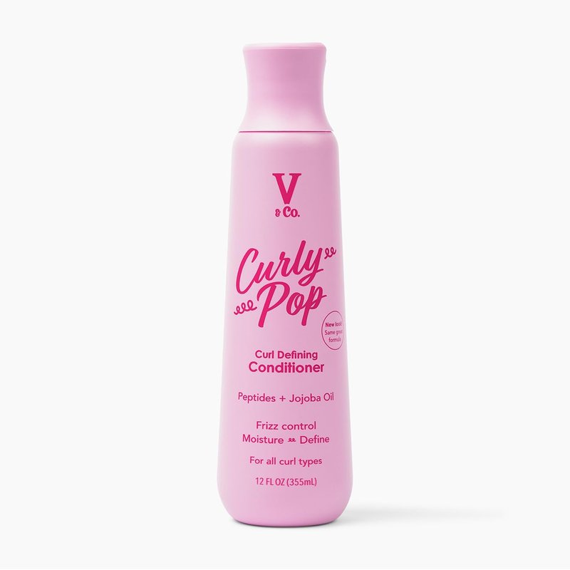V&Co. Curly Pop Curl Defining Conditioner - Sulfate & Paraben Free Hydrating Formula with Peptides & Jojoba Oil | 12 fl oz