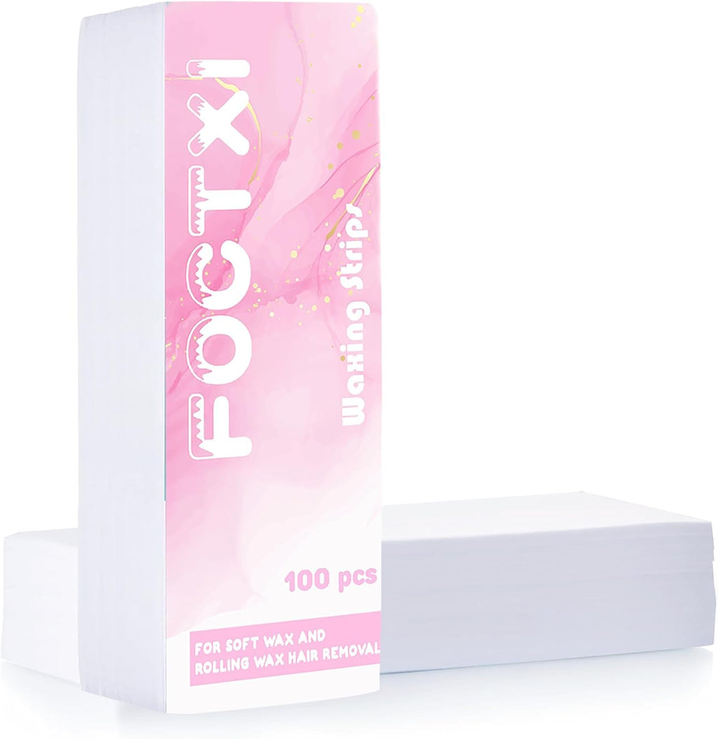 FOCTXI 200 Wax Strips Large Non-Woven, Waxing Strips Use with Soft & Hard Wax, Suitable for Legs, Arms, Bikini & Body, 8'' x 2.75''