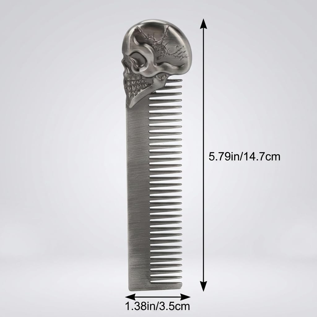 Beard Comb Beard Mustache Pocket Comb Hair Comb for Men Zinc Alloy Hair Brush Mustache and Beard Styling Tool for Home Salon (silver)