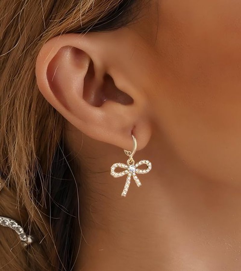 Regine Switzerland Pearl Bow Hoop Earrings - Dainty Faux Pearls, Lightweight Gold Plated | Perfect Gift for Her