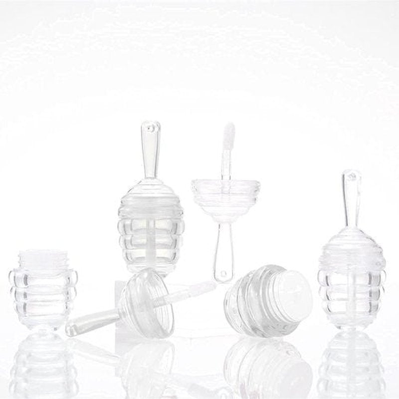 DEAYOU 30 Pack Empty Lip Gloss Tubes with Wand, Honey Pots Shaped Refillable Plastic Lipgloss Containers, Clear Lipstick Brush Bottles for Women DIY Makeup, Lipgloss Making Kit, 0.2OZ/ 6ml