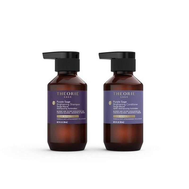 Theorie Purple Sage Travel Set - Brightening Shampoo & Conditioner Minis - Color Repair Formula | 90mL Each