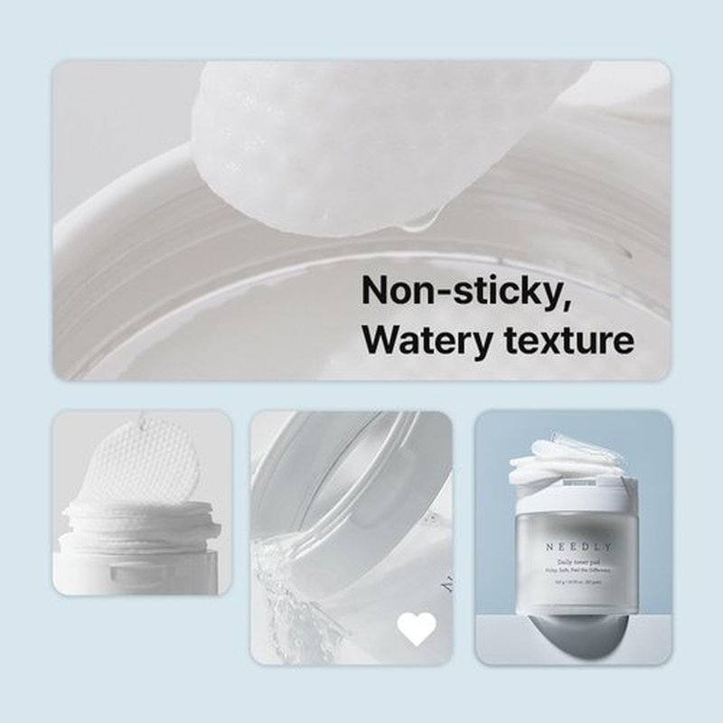 Needly Daily Toner Pad I Exfoliating Pads for Face with BHA & PHA(80 Pads), Deep Hydration, Pore Minimizer for Face, Centella, Tea Tree, High Volume Essence, Extra Large Cotton Pad, Korean Skin Care