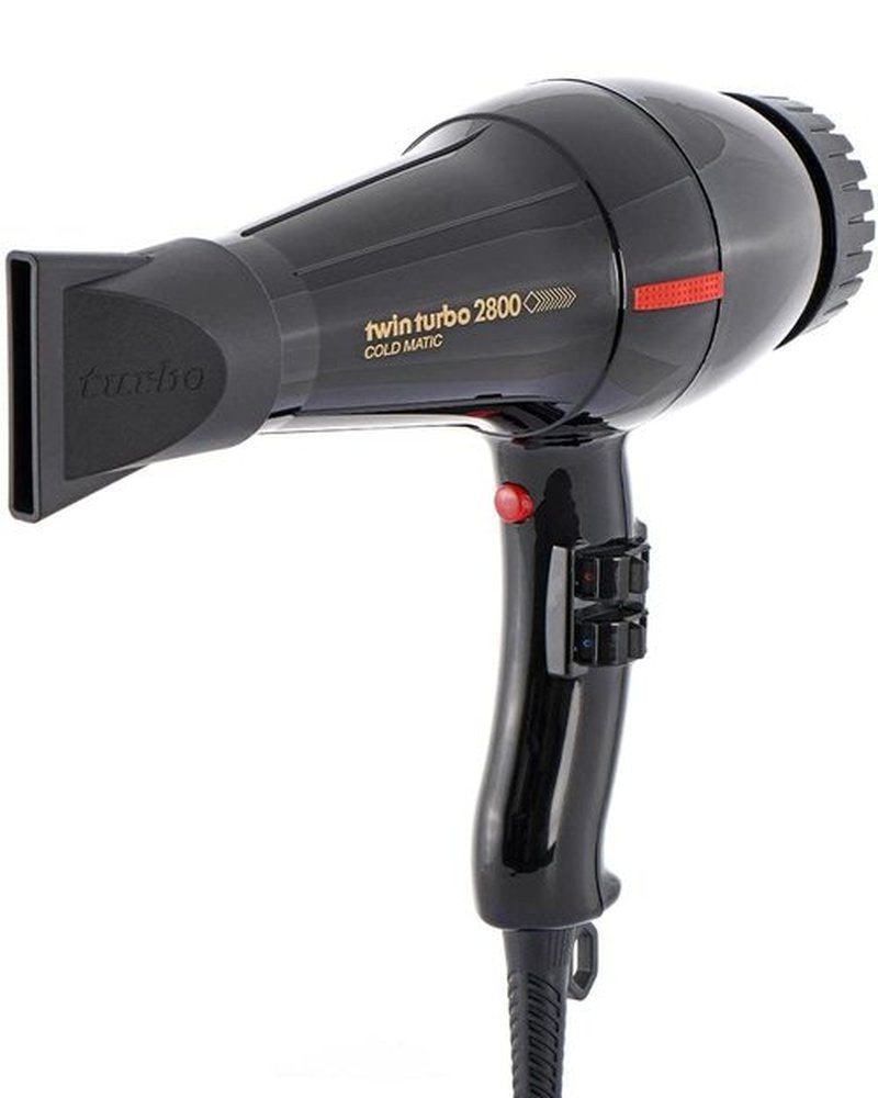 Turbo Power Twinturbo 2800 Hair Dryer - Coldmatic Technology | Sleek Black Design, 1 Count