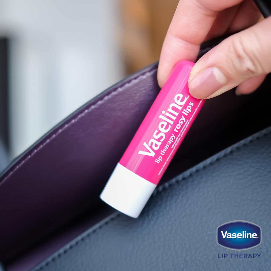 Vaseline Lip Therapy - Rosy Lip Balm for Fast-Acting Nourishment | 3-Pack of 0.16 Oz Each