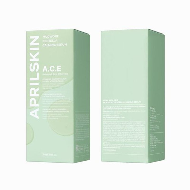 APRILSKIN A.C.E Serum｜Mugwort Centella Serum for Soothing & Calming｜3-Second Calming｜Mugwort Leaf Water 50% + Centella Leaf Water 40% for Troubled Skin｜Korean Skin Care｜3.88 oz