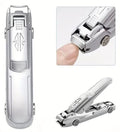 Car Shaped Nail Clipper - Premium Metal Fingernail Clipper with Filer - Fun & Durable Grooming Tool for Men, Husband, Kids - Unique Birthday Gift Idea, Stocking Stuffer - Packed in Tin Box (Silver)