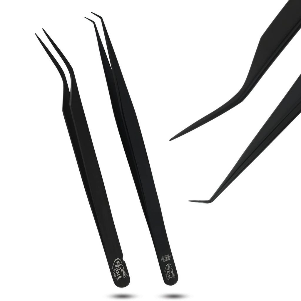 My Lash Tools New Isolation Lash Tweezers For Eyelash Extensions Best for Individual Isolation & Classic Lashes Japanese Stainless Steel Lightweight Precision Lashing Twisers (Black)