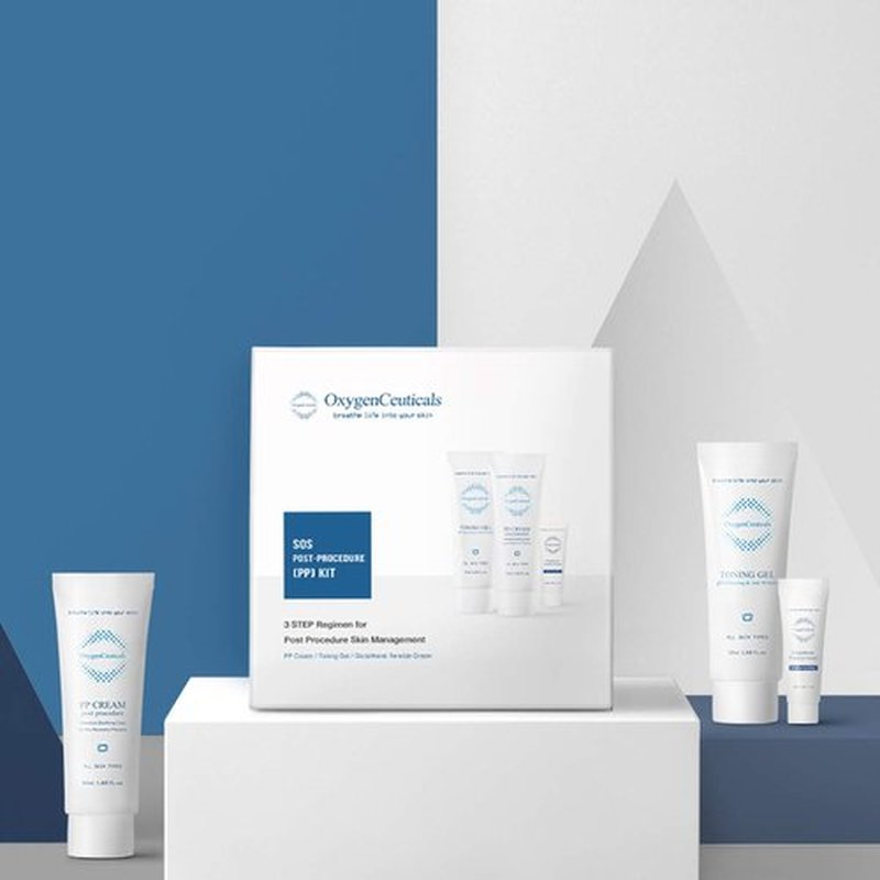 OxygenCeuticals SOS PP Kit - Post Laser Skin Care Gel, Serum & Cream for Moisturizing & Repairing