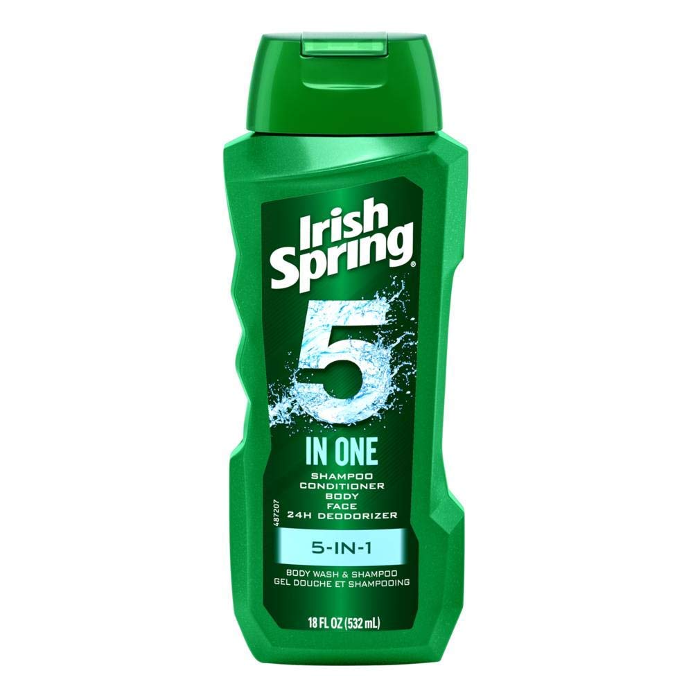 Irish Spring Body Wash & Shampoo - 5 in 1 - Net Wt. 18 FL OZ (532 mL) Per Bottle - Pack of 3 Bottles