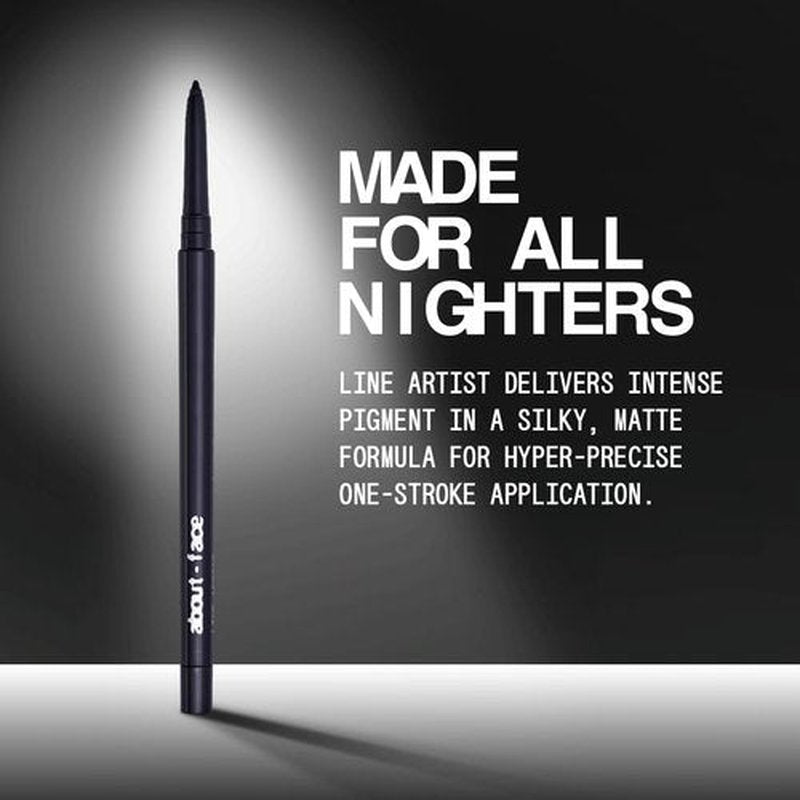 About-Face Line Artist Longwear Gel Eyeliner - High-Definition, Smudge-Proof, Waterproof | Matte Black, 0.012 oz