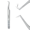 Natuhana High Precision Lash Tweezers for Individual and Volume Eyelash Extensions Premium Stainless Steel Curved Fiber Tip Professional Isolation Tweezer