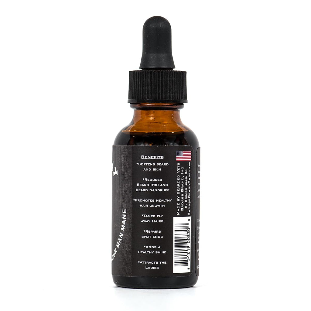 Badass Beard Care Beard Oil For Men - Pharaoh Scent, 1 oz - 100% Natural and Organic Food-grade Ingredients, Soften Hair and Hydrate Skin