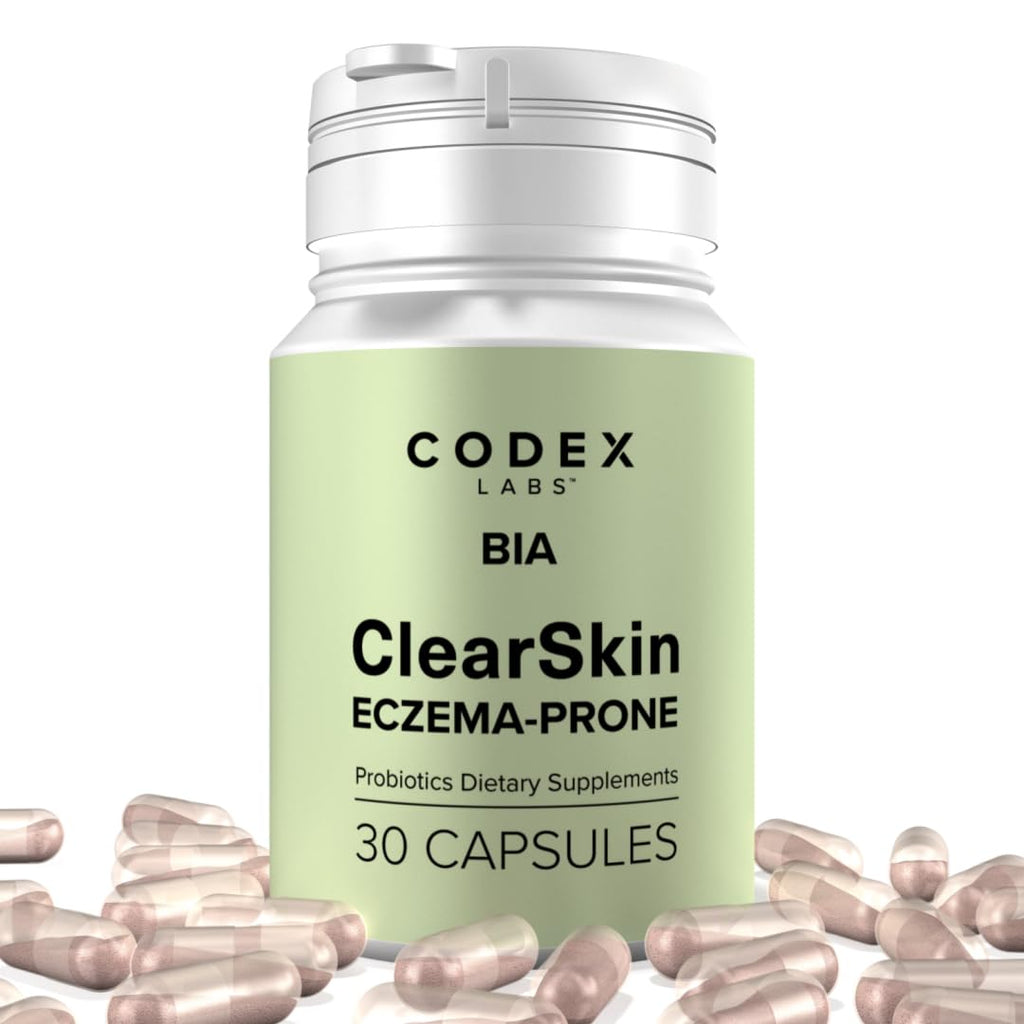 Codex Labs BIA Eczema Probiotic – 30 Capsules | Synbiotic for Eczema-Prone Skin with Clinically Proven Probiotics & Prebiotic Blueberry | Gut-Skin Barrier & Immune Support | 30-Day Supply