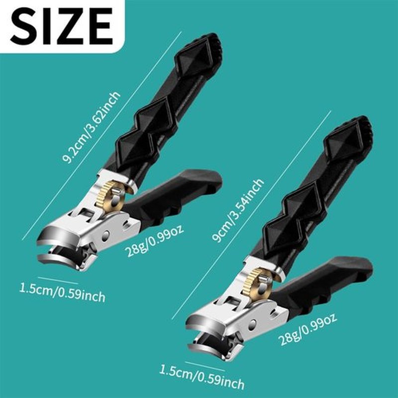 Goredny Orthoclip Nail Clippers,Black Anti Slip Grip Gear Lock Nail Clipper, Toenail Clippers for Thick Toenails, Double Configuration of Oblique and Flat Mouth, Splash-Proof (Oblique+Flat)
