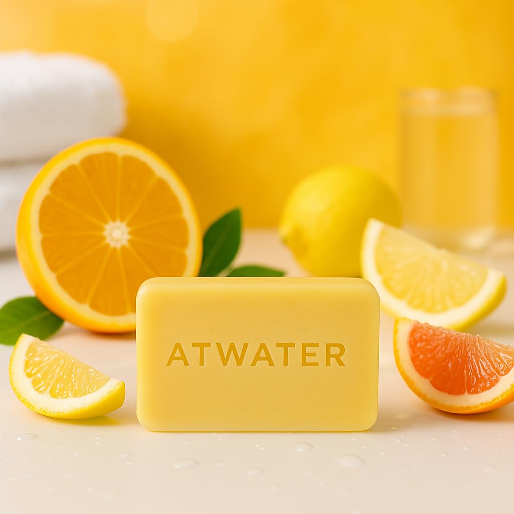 ATWATER Clean Impact Hydrating Body and Cleansing Bar, Moisturizing Deodorizing Soap for Body, Niacinamide, Aloe Vera & Tucuma Butter, Deep Cleansing Wash, Fresh Citrus Scent