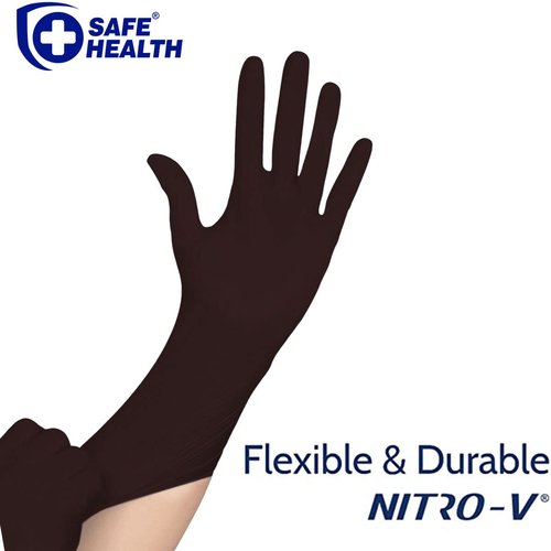 Safe Health NITRO-V Nitrile-Vinyl Synthetic Black Disposable Gloves, Latex Free, Powder Free, Case of 1000, Medium, Tattoo, Salon, Hair Studio, Food, Service, Housework