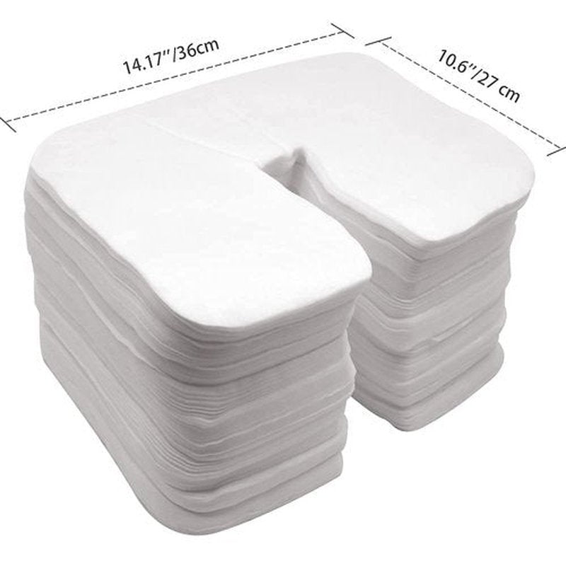 Skiennix Disposable Face Cradle Covers - Medical-Grade Cotton for Massage Tables | 500 Count, 14.17 x 10.6 Inches