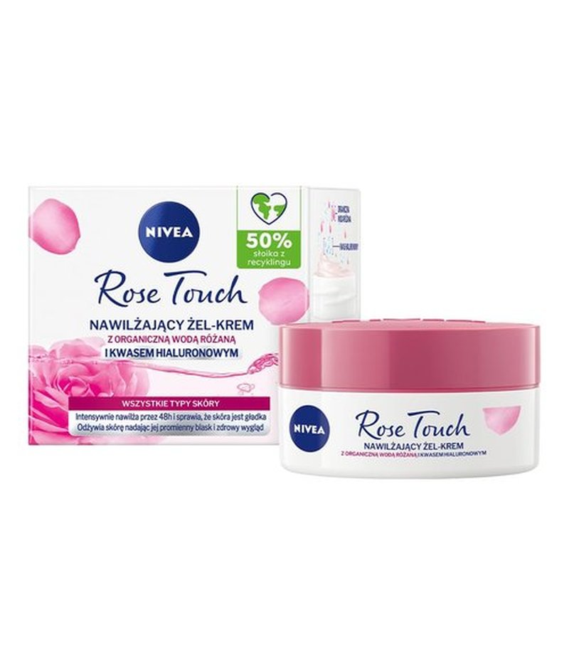 NIVEA Rose Touch Moisturising Gel‑Cream with Organic Rose Water & Hyaluronic Acid – Lightweight 48‑Hour Hydration Gel for Soft, Smooth, Radiant Skin, 50 ml