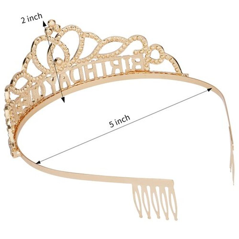 AOPRIE Birthday Queen Sash Crown for Women Tiara for Girl Headband Princess Crown Rhinestone Happy Birthday Accessories Gold