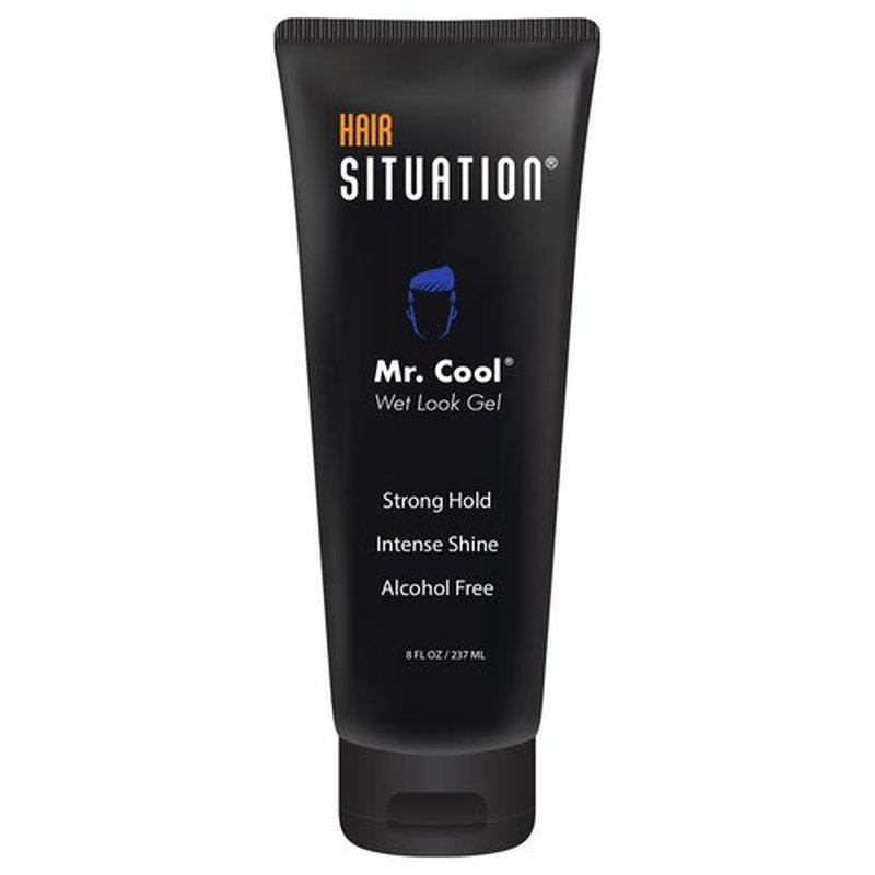 Mr. Cool Hair Gel - Strong Hold Wet Look with High Shine | Anti-Humidity & Frizz Control, 8 Fl Oz